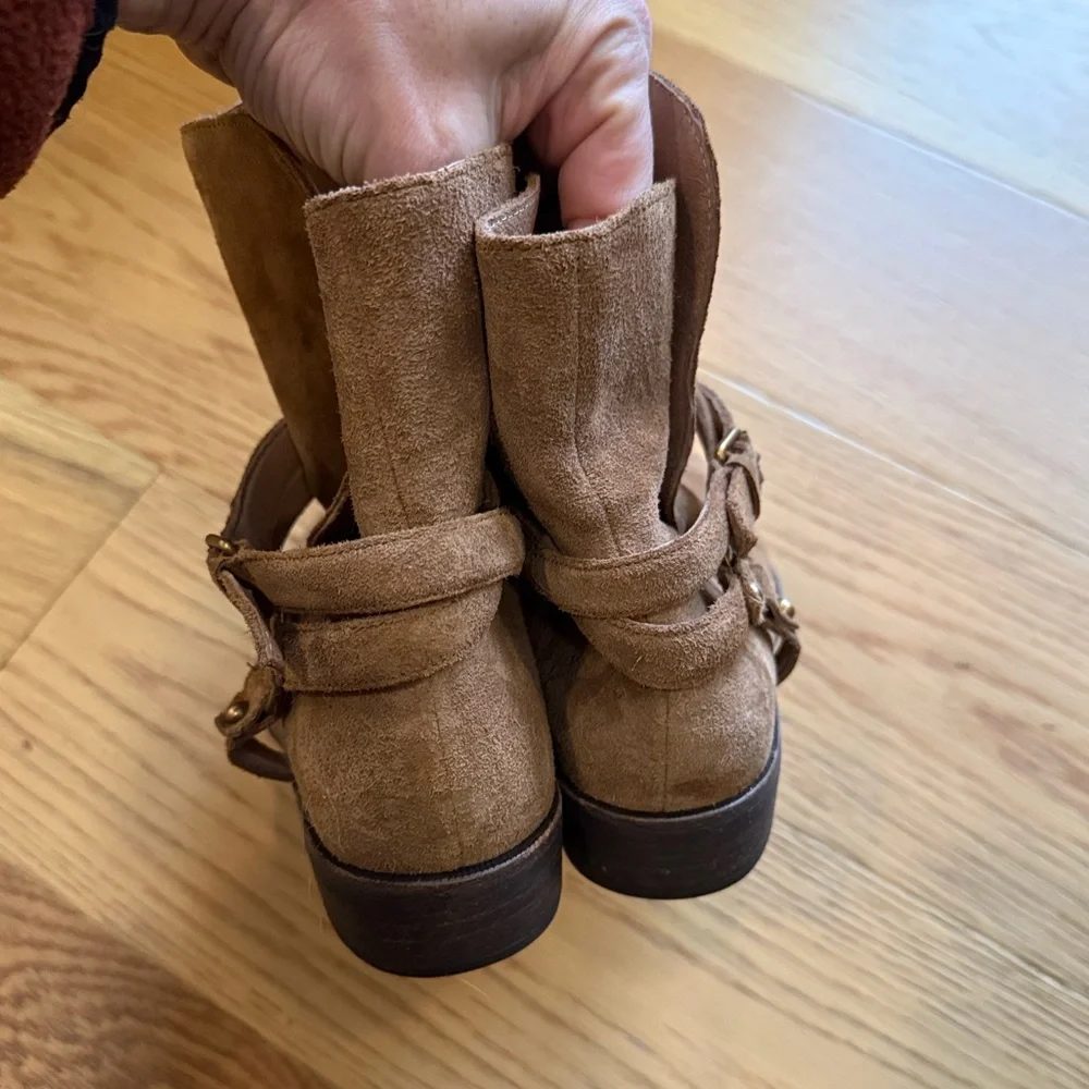 *UGG Kelby Harness Suede Ankle Boots Booties Brown Size 7